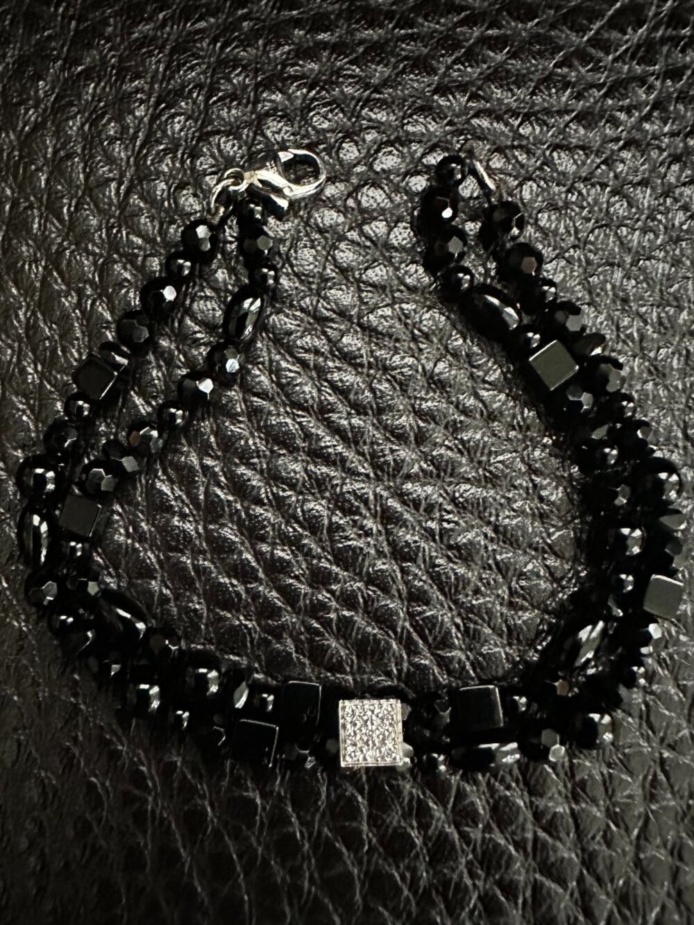 M&J Savitt 18k gold & Diamond Black Onyx Multi- Strand Bracelet